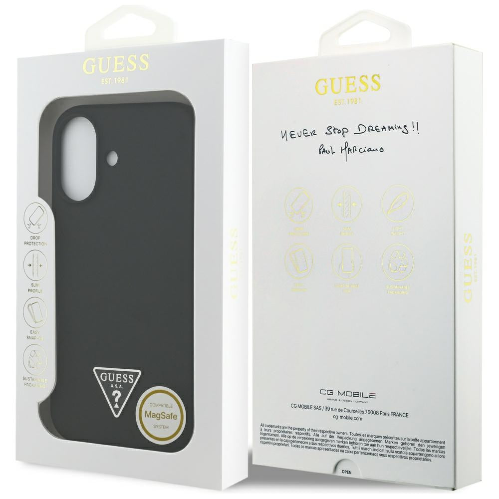MagSafe tok Apple iPhone 17-hez, Guess, Triangle Logo, Fekete