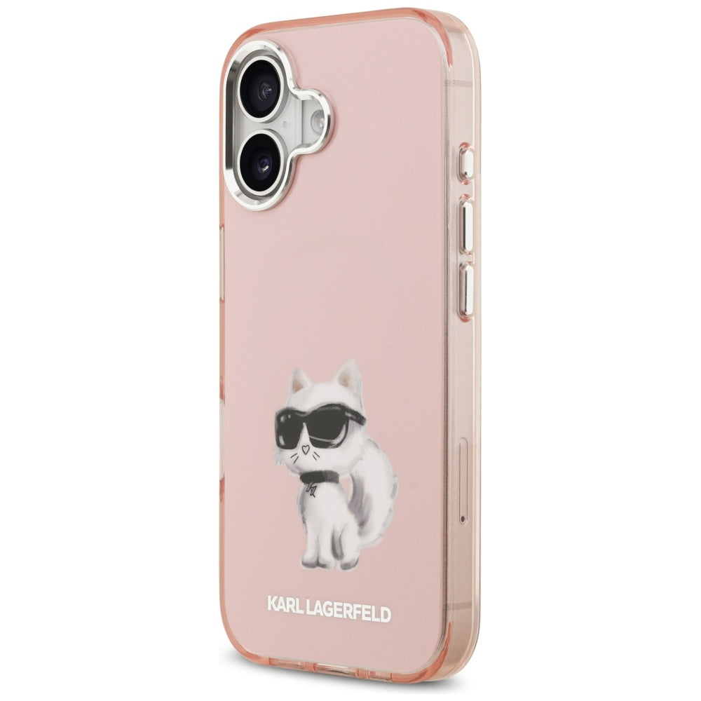 MagSafe tok Apple iPhone 17-hez, Karl Lagerfeld, IML Aquarelle Logo Choupette, Rózsaszín