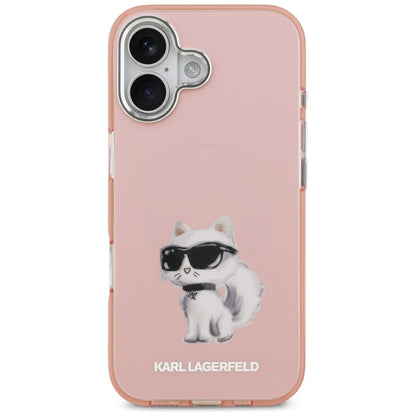 MagSafe tok Apple iPhone 17-hez, Karl Lagerfeld, IML Aquarelle Logo Choupette, Rózsaszín