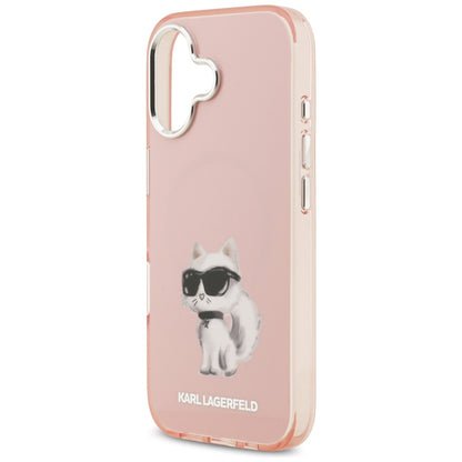 MagSafe tok Apple iPhone 17-hez, Karl Lagerfeld, IML Aquarelle Logo Choupette, Rózsaszín