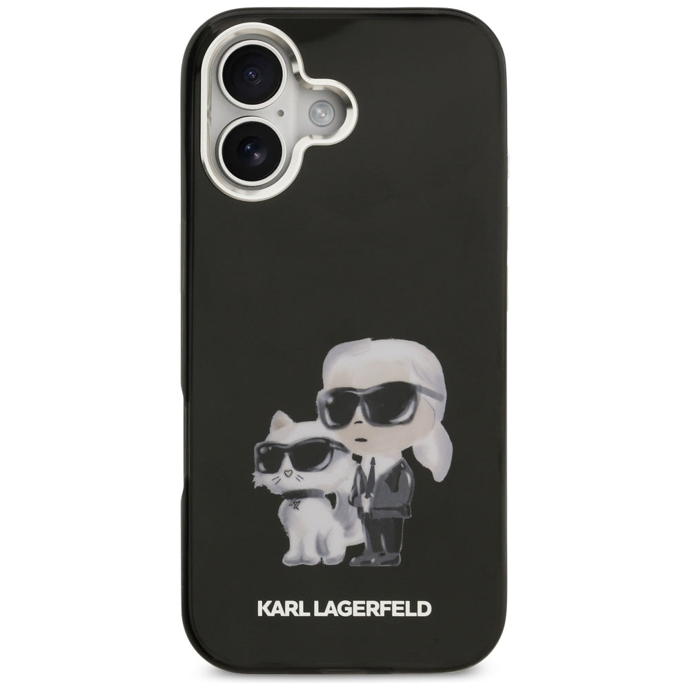 MagSafe tok Apple iPhone 17-hez, Karl Lagerfeld, IML Aquarelle Logo Karl & Choupette, Fekete