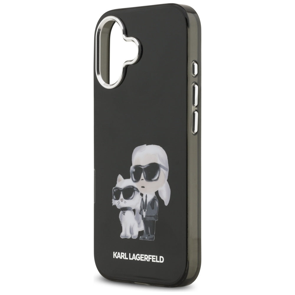 MagSafe tok Apple iPhone 17-hez, Karl Lagerfeld, IML Aquarelle Logo Karl & Choupette, Fekete