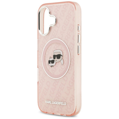 MagSafe tok Apple iPhone 17-hez, Karl Lagerfeld, IML Glitter Karl & Choupette`s Heads, Rózsaszín