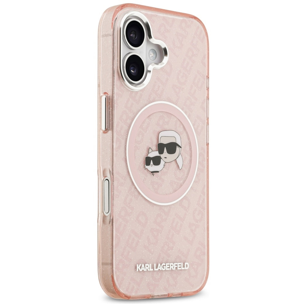 MagSafe tok Apple iPhone 17-hez, Karl Lagerfeld, IML Glitter Karl & Choupette`s Heads, Rózsaszín