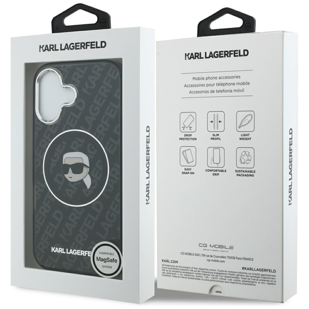 MagSafe tok Apple iPhone 17-hez, Karl Lagerfeld, IML Karl`s Head, Fekete