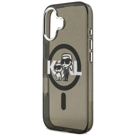 MagSafe tok Apple iPhone 17-hez, Karl Lagerfeld, IML Sketch Logo Glitter Karl & Choupette, Fekete