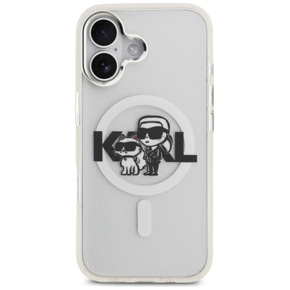 MagSafe tok Apple iPhone 17-hez, Karl Lagerfeld, IML Sketch Logo Glitter Karl & Choupette, Átlátszó