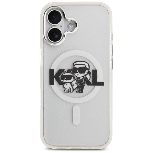 MagSafe tok Apple iPhone 17-hez, Karl Lagerfeld, IML Sketch Logo Glitter Karl & Choupette, Átlátszó