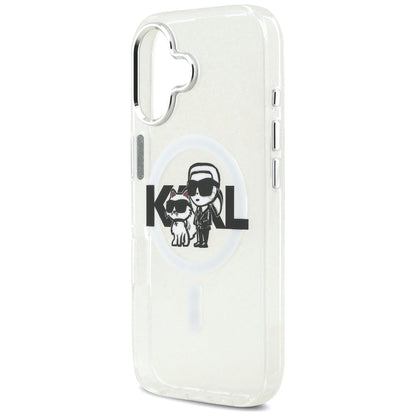 MagSafe tok Apple iPhone 17-hez, Karl Lagerfeld, IML Sketch Logo Glitter Karl & Choupette, Átlátszó