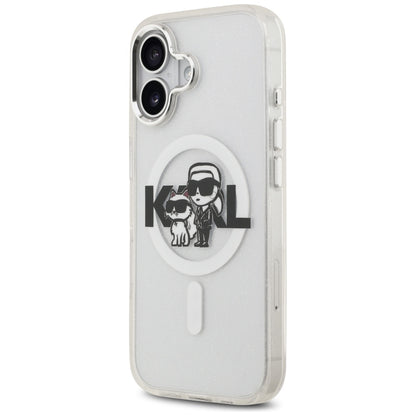 MagSafe tok Apple iPhone 17-hez, Karl Lagerfeld, IML Sketch Logo Glitter Karl & Choupette, Átlátszó