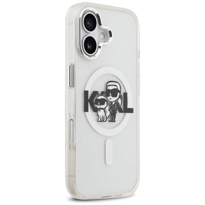 MagSafe tok Apple iPhone 17-hez, Karl Lagerfeld, IML Sketch Logo Glitter Karl & Choupette, Átlátszó