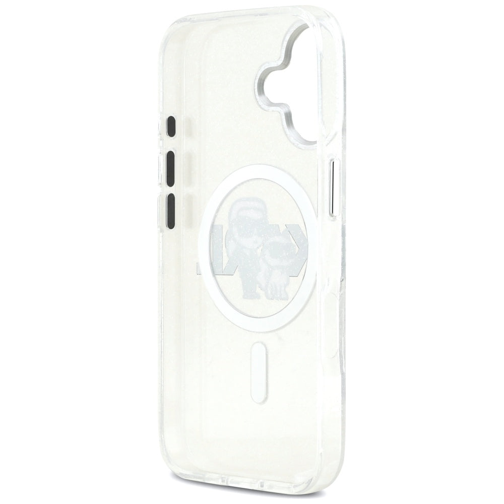 MagSafe tok Apple iPhone 17-hez, Karl Lagerfeld, IML Sketch Logo Glitter Karl & Choupette, Átlátszó