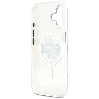 MagSafe tok Apple iPhone 17-hez, Karl Lagerfeld, IML Sketch Logo Glitter Karl & Choupette, Átlátszó
