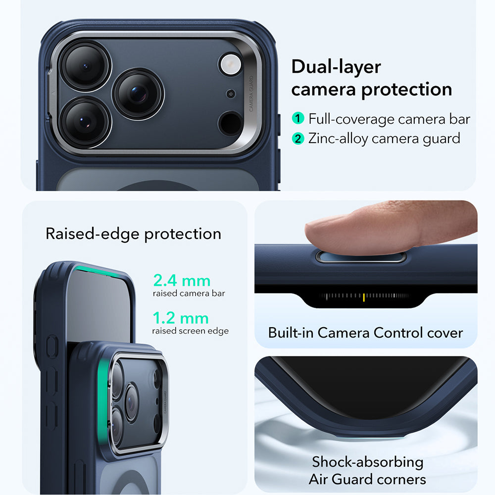 MagSafe tok Apple iPhone 17 Pro-hoz, ESR, Classic Hybrid Kickstand, Szaténkék
