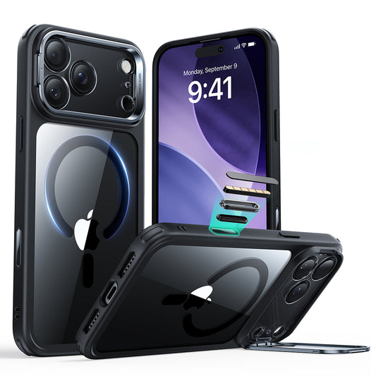 MagSafe tok Apple iPhone 17 Pro-hoz, ESR, Classic Hybrid Kickstand, Átlátszó Fekete