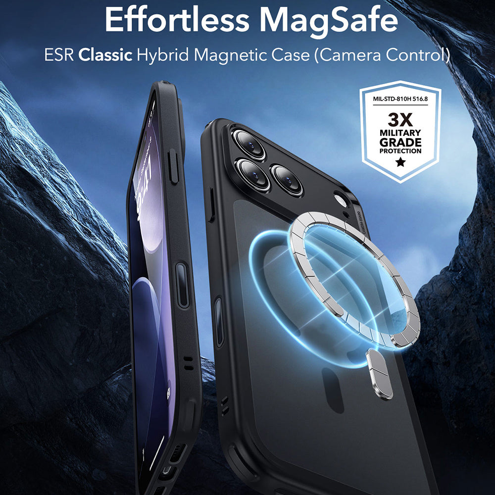 MagSafe tok Apple iPhone 17 Pro-hoz, ESR, Classic Hybrid, Szaténfekete