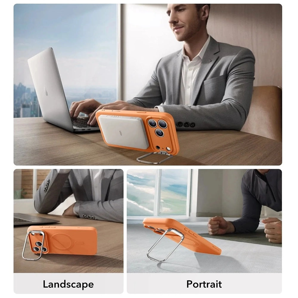 MagSafe tok Apple iPhone 17 Pro-hoz, ESR, Cloud Soft Kickstand, Narancssárga