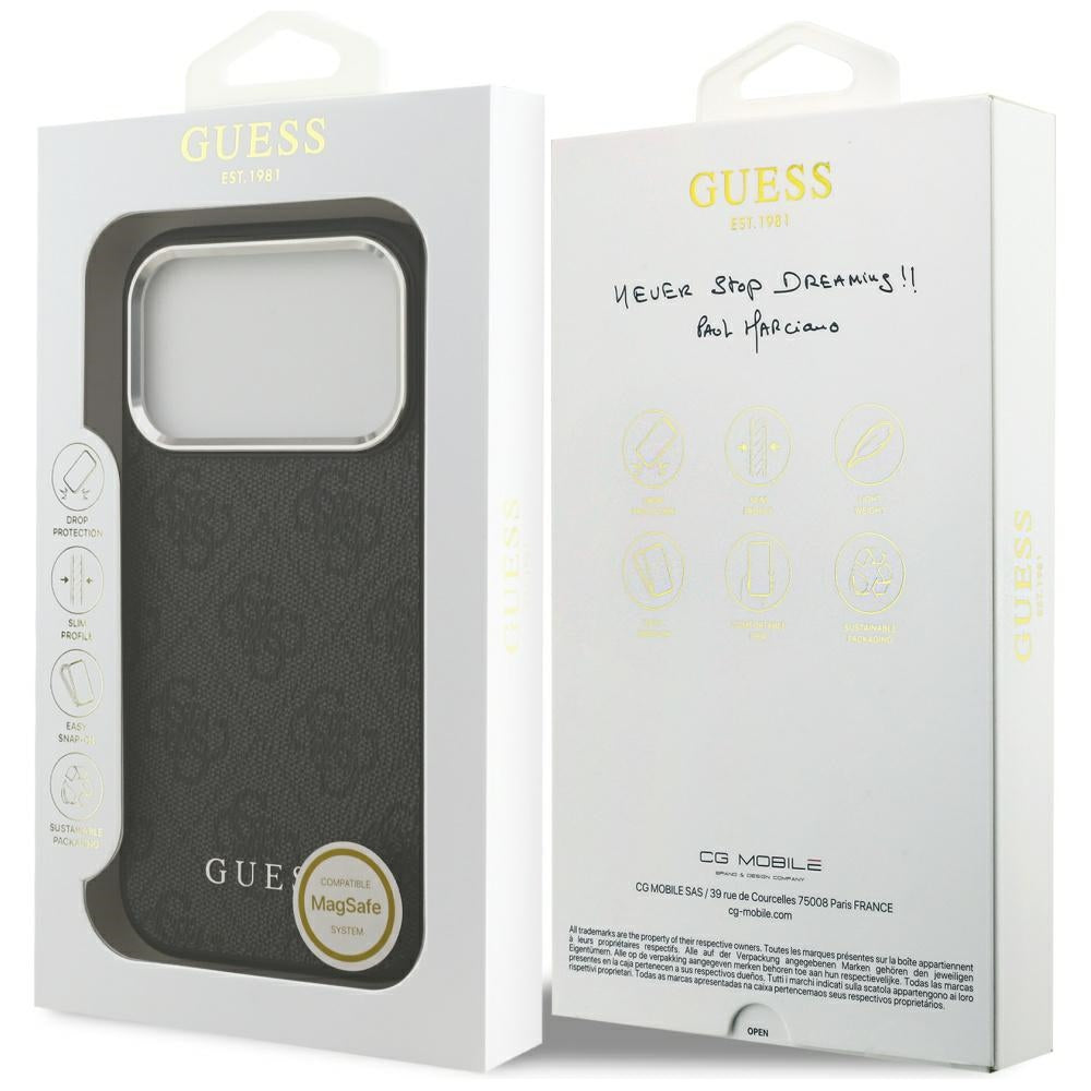 MagSafe tok Apple iPhone 17 Pro-hoz, Guess, 4G Classic Logo, Fekete