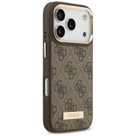 MagSafe tok Apple iPhone 17 Pro-hoz, Guess, 4G Logo Plate, Barna