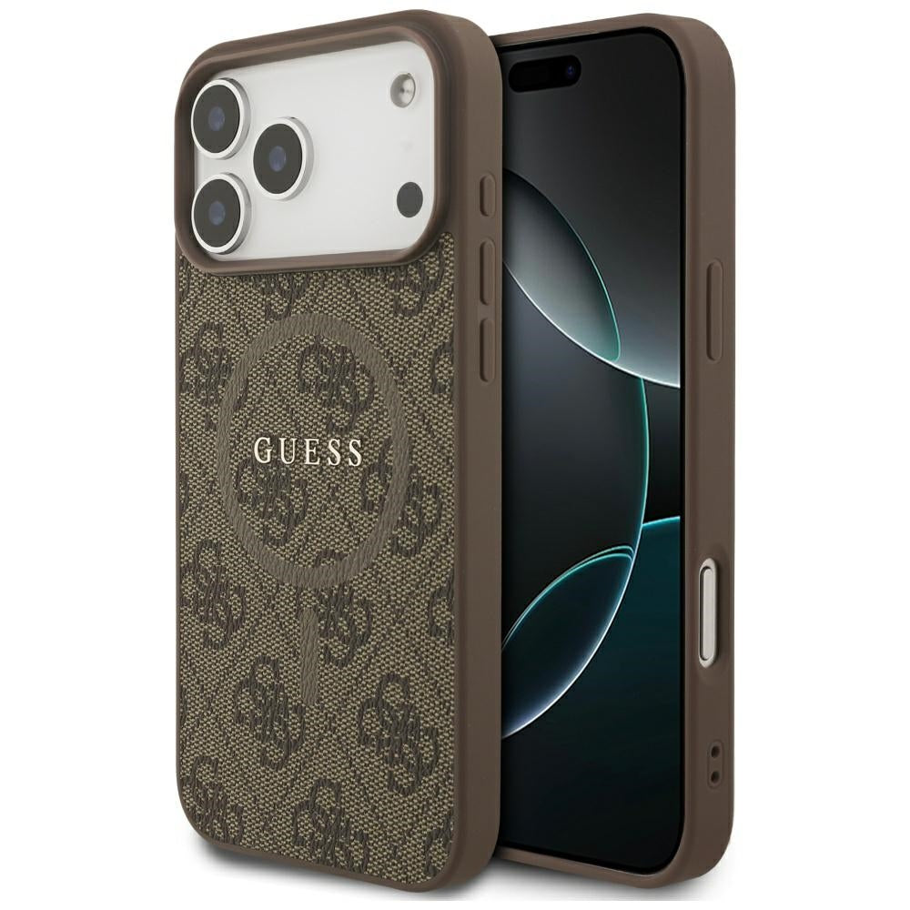 MagSafe tok Apple iPhone 17 Pro-hoz, Guess, 4G Ring Classic Logo, Barna