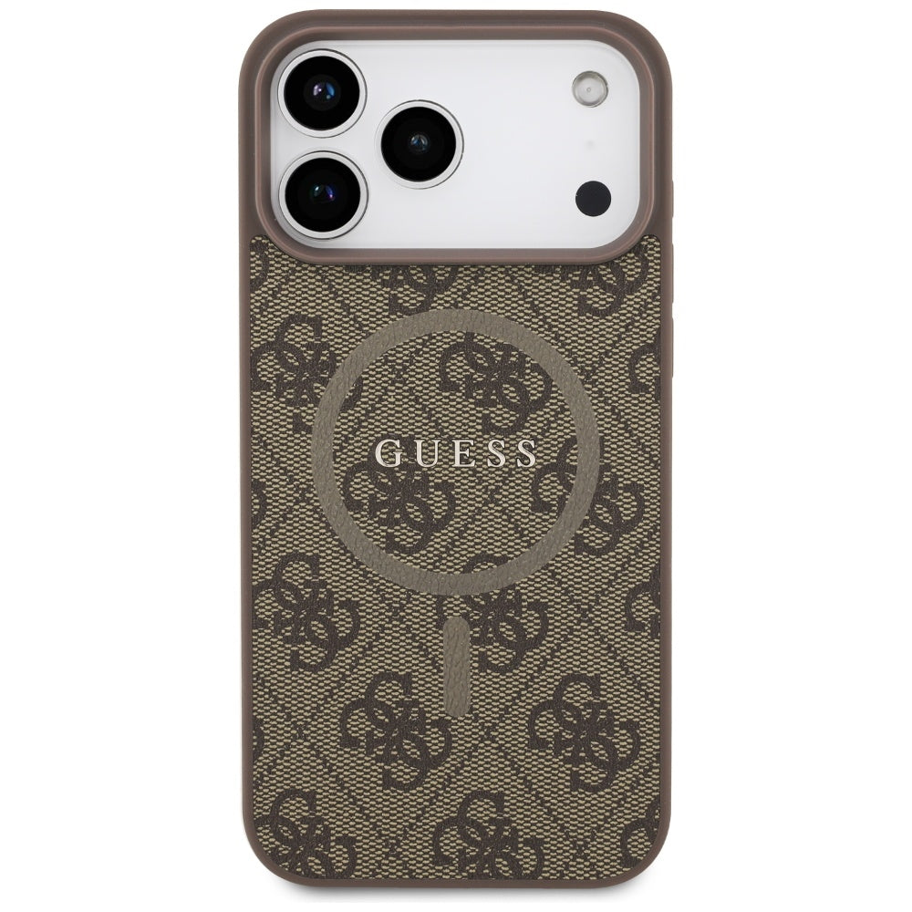 MagSafe tok Apple iPhone 17 Pro-hoz, Guess, 4G Ring Classic Logo, Barna