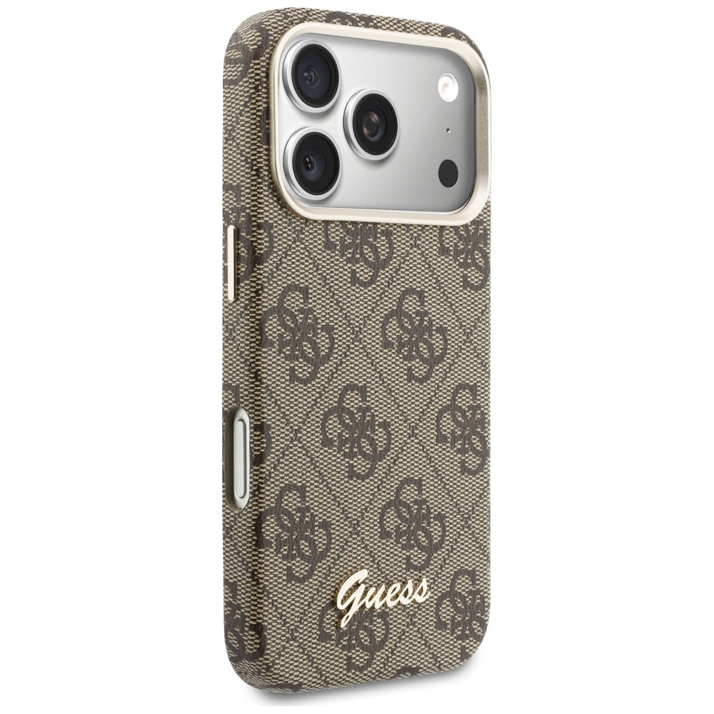 MagSafe Case for Apple iPhone 17 Pro, Guess, 4G Script Logo, Brown