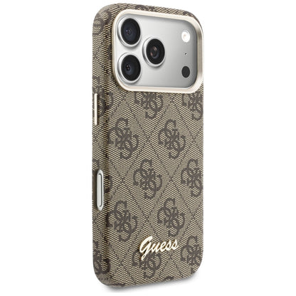 MagSafe Case for Apple iPhone 17 Pro, Guess, 4G Script Logo, Brown