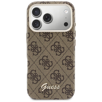 MagSafe Case for Apple iPhone 17 Pro, Guess, 4G Script Logo, Brown