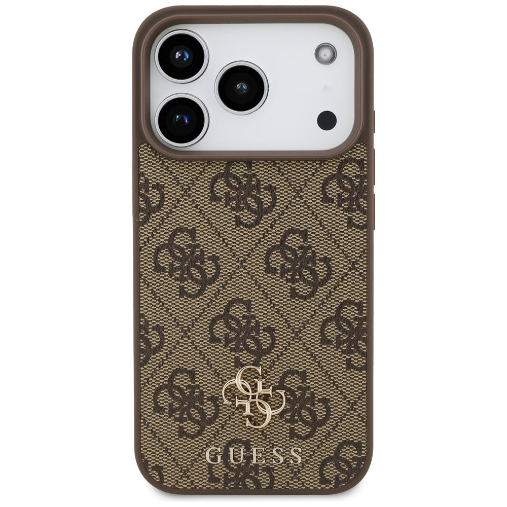 MagSafe Case for Apple iPhone 17 Pro, Guess, 4G Small and Classic Logo, Brown