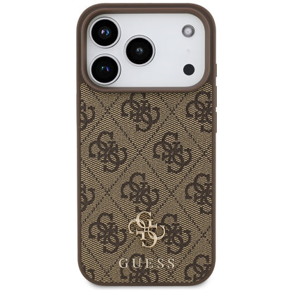 MagSafe Case for Apple iPhone 17 Pro, Guess, 4G Small and Classic Logo, Brown