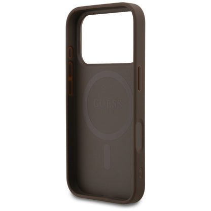 MagSafe Case for Apple iPhone 17 Pro, Guess, 4G Small and Classic Logo, Brown