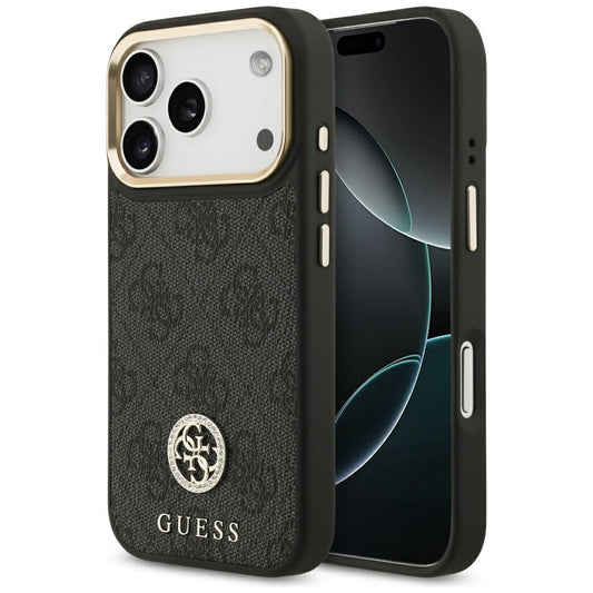 MagSafe tok Apple iPhone 17 Pro-hoz, Guess, 4G Strass Logo, Fekete