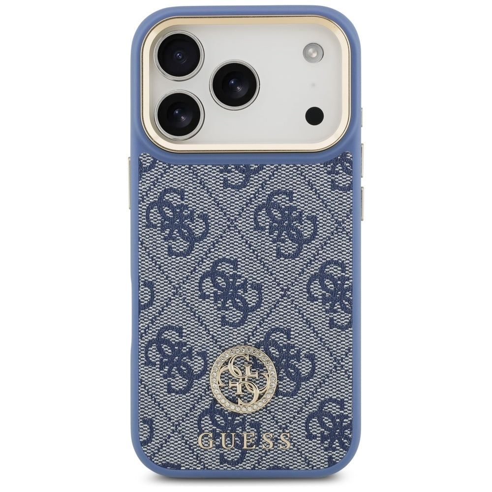 MagSafe tok Apple iPhone 17 Pro-hoz, Guess, 4G Strass Logo nagy pánttal, Kék
