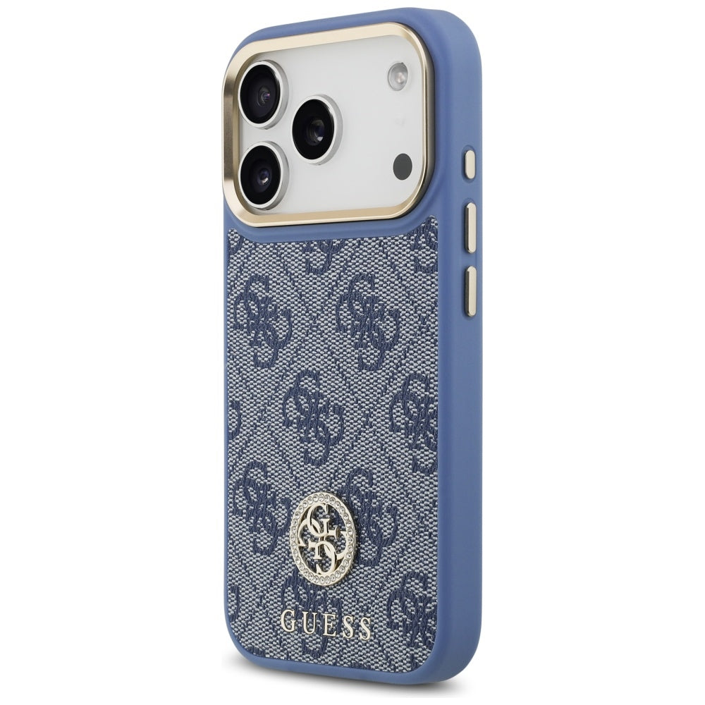 MagSafe tok Apple iPhone 17 Pro-hoz, Guess, 4G Strass Logo nagy pánttal, Kék