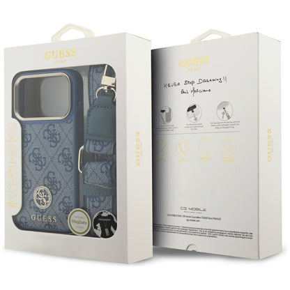 MagSafe tok Apple iPhone 17 Pro-hoz, Guess, 4G Strass Logo nagy pánttal, Kék