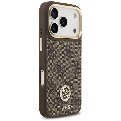 MagSafe tok Apple iPhone 17 Pro-hoz, Guess, 4G Strass Logo nagy pánttal, Barna