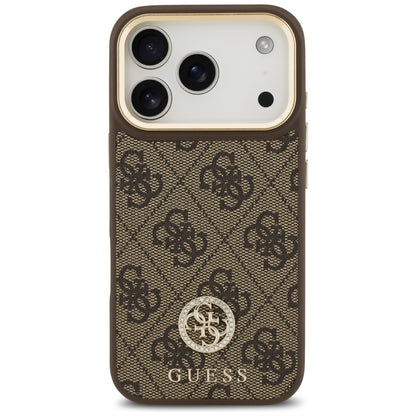 MagSafe tok Apple iPhone 17 Pro-hoz, Guess, 4G Strass Logo nagy pánttal, Barna