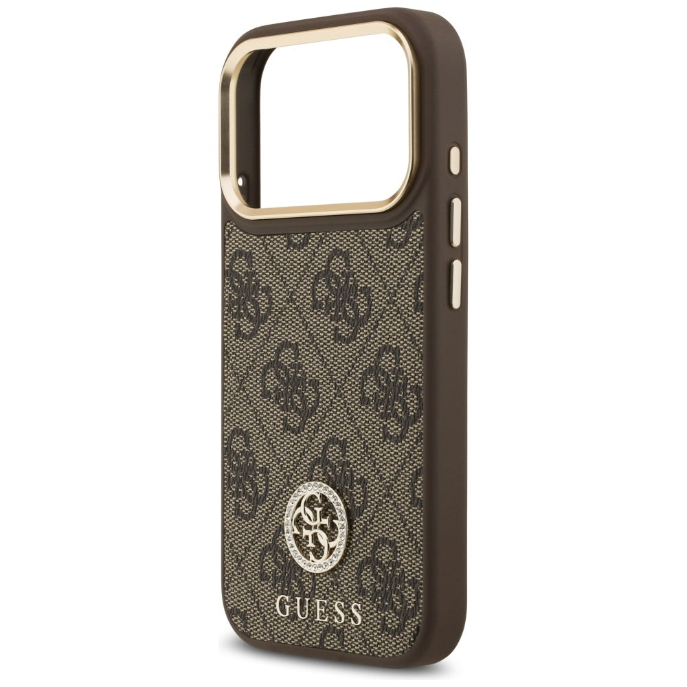 MagSafe tok Apple iPhone 17 Pro-hoz, Guess, 4G Strass Logo nagy pánttal, Barna