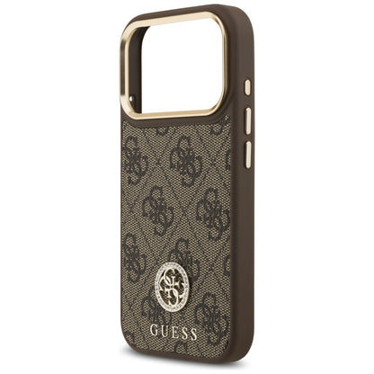 MagSafe tok Apple iPhone 17 Pro-hoz, Guess, 4G Strass Logo nagy pánttal, Barna