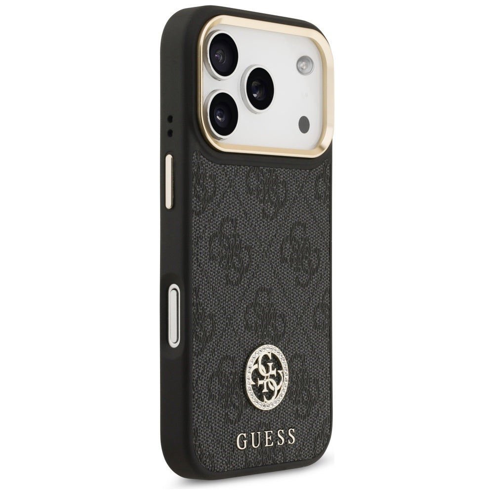 MagSafe tok Apple iPhone 17 Pro-hoz, Guess, 4G Strass Logo nagy pánttal, Fekete
