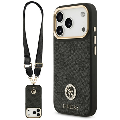 MagSafe tok Apple iPhone 17 Pro-hoz, Guess, 4G Strass Logo nagy pánttal, Fekete