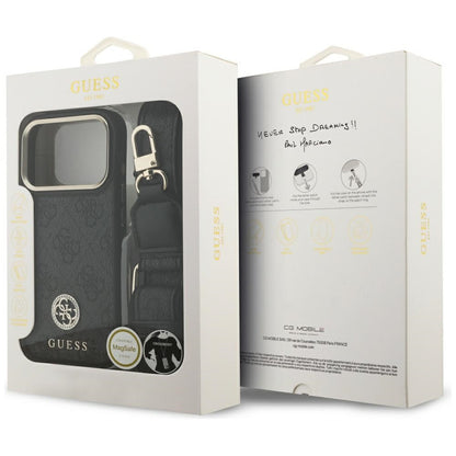 MagSafe tok Apple iPhone 17 Pro-hoz, Guess, 4G Strass Logo nagy pánttal, Fekete