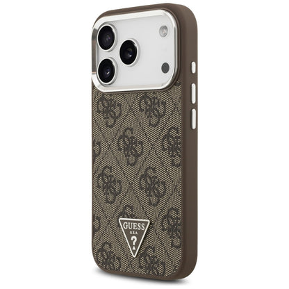 MagSafe tok Apple iPhone 17 Pro-hoz, Guess, 4G Triangle Logo, Barna Ezüst