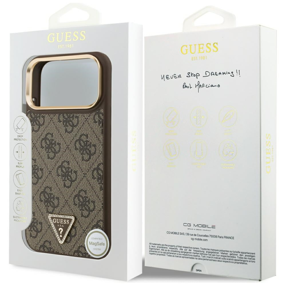MagSafe tok Apple iPhone 17 Pro-hoz, Guess, 4G Triangle Logo, Aranybarna