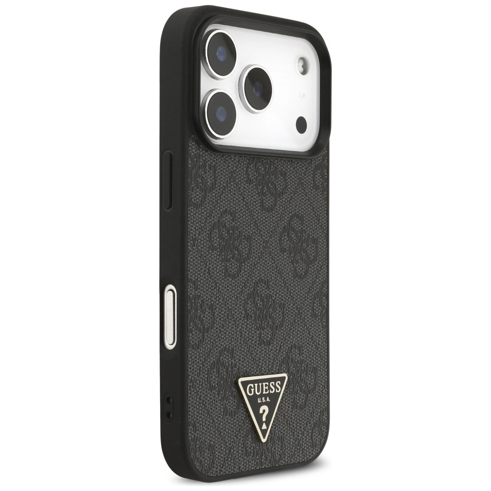 MagSafe tok Apple iPhone 17 Pro-hoz, Guess, 4G Triangle Logo with Cord Strap, Fekete