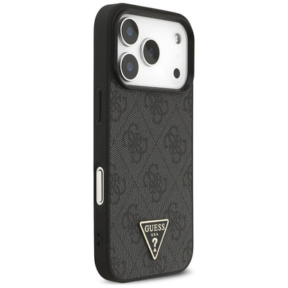 MagSafe tok Apple iPhone 17 Pro-hoz, Guess, 4G Triangle Logo with Cord Strap, Fekete