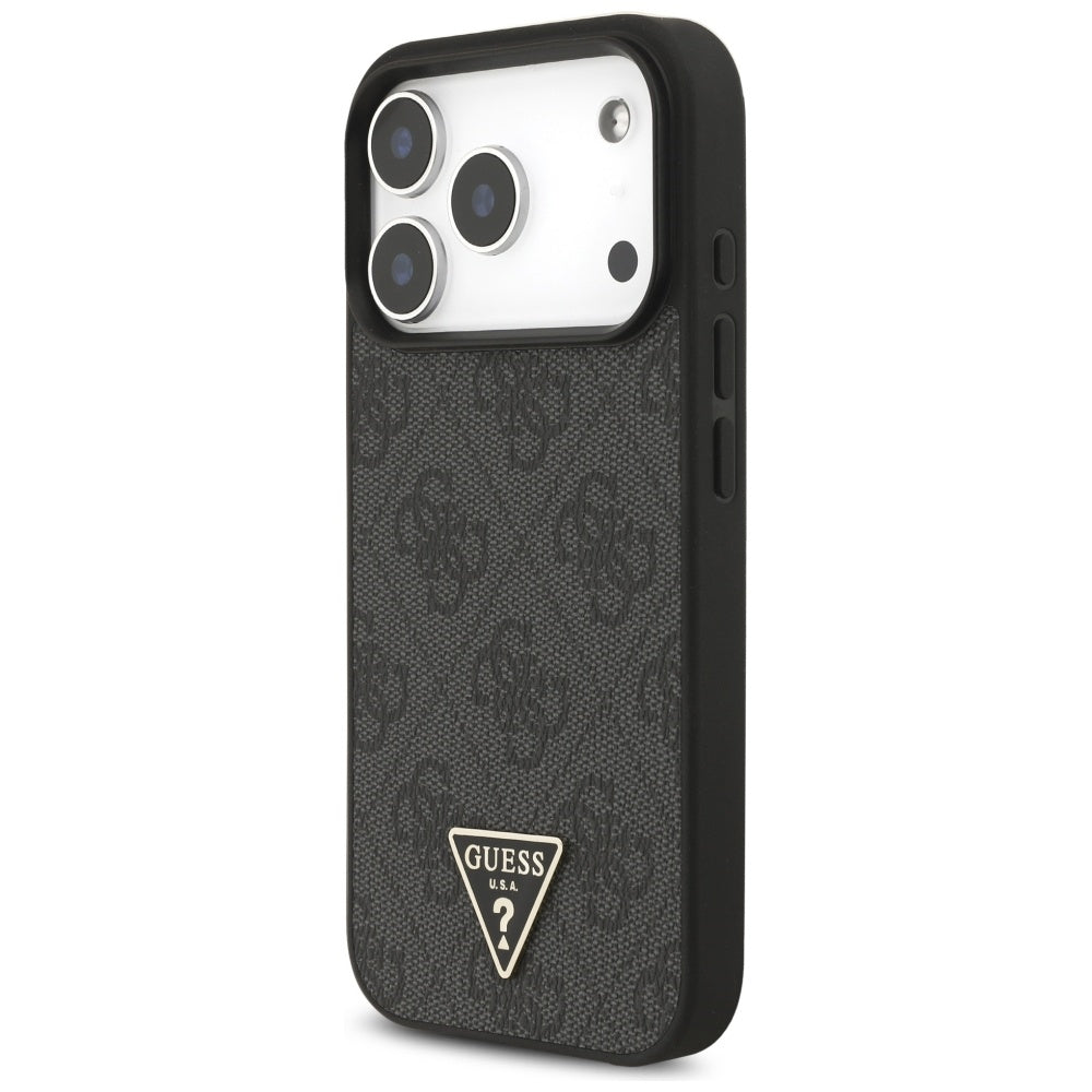MagSafe tok Apple iPhone 17 Pro-hoz, Guess, 4G Triangle Logo with Cord Strap, Fekete