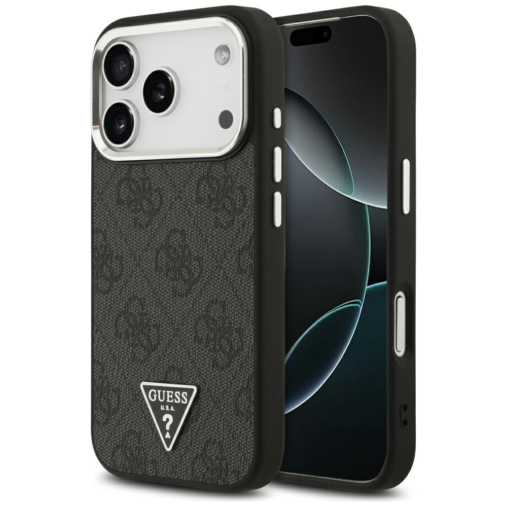 MagSafe tok Apple iPhone 17 Pro-hoz, Guess, 4G Triangle Logo, Fekete-Ezüst