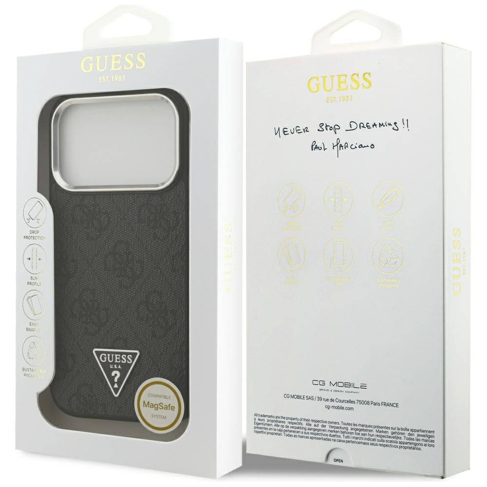 MagSafe tok Apple iPhone 17 Pro-hoz, Guess, 4G Triangle Logo, Fekete-Ezüst