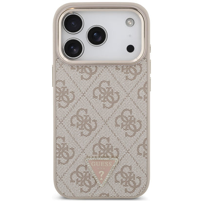 MagSafe Case for Apple iPhone 17 Pro, Guess, 4G Triangle Logo, Golden Pink